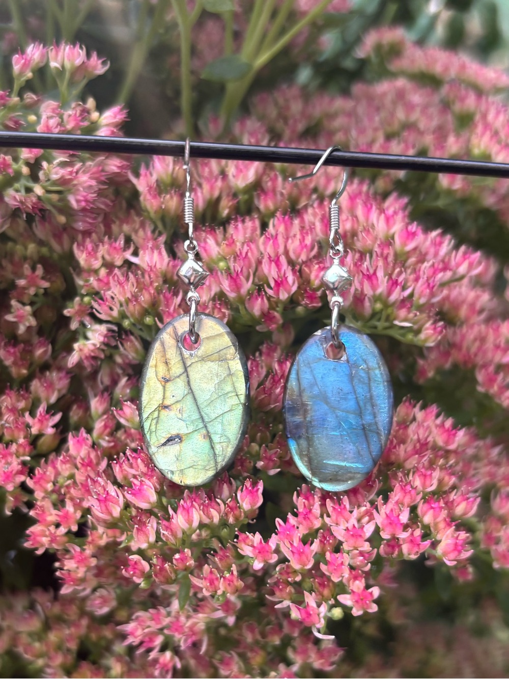 Carved labradorite earrings. - Picture 10 of 13